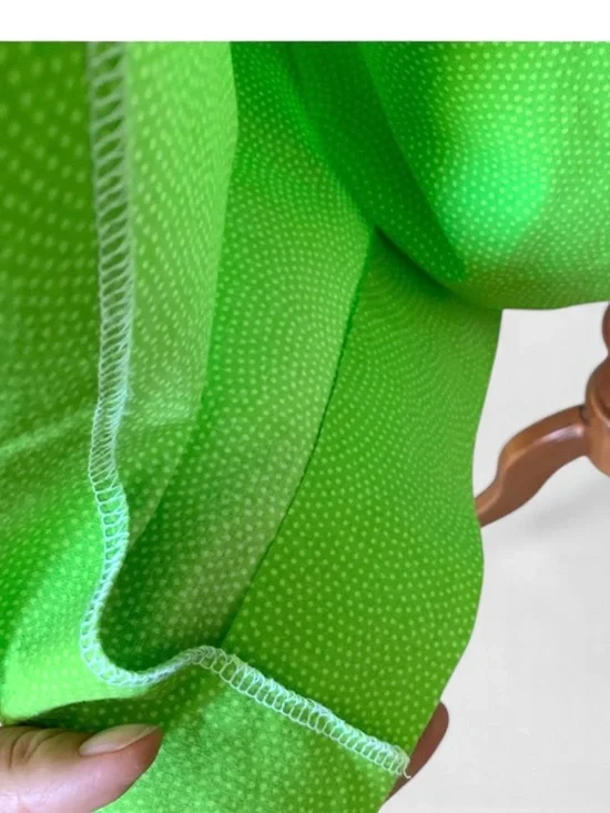 Handmade Architectural Lime Green Cotton Shift Dress - Avant Garde Mini - Picture 11 of 12